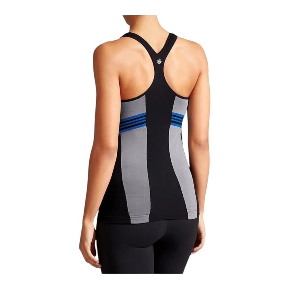 Athleta Women's Small Gray Black Racerback Sporty Fitted Athleisure Athletic Top